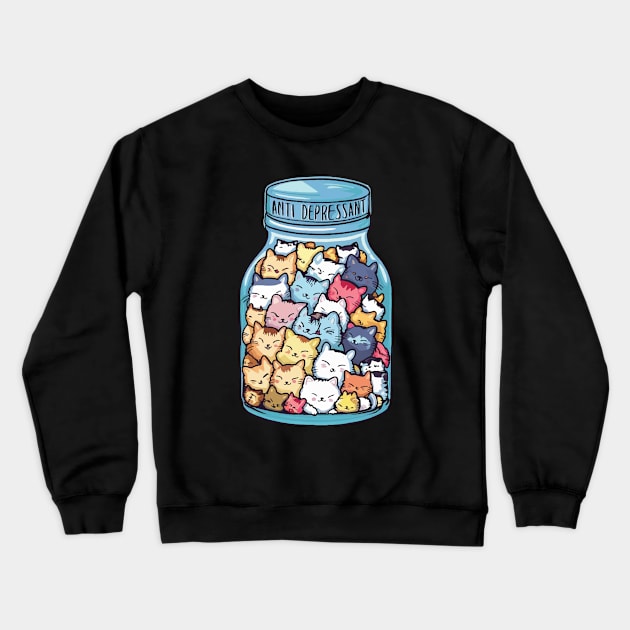 Anti depressant cats Crewneck Sweatshirt by Coolthings